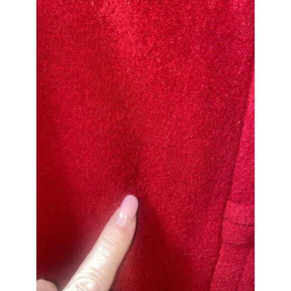 Vtg 80s American Bazaar Women's Red Lined Button Front Trench Pea Coat Large - Picture 6 of 10